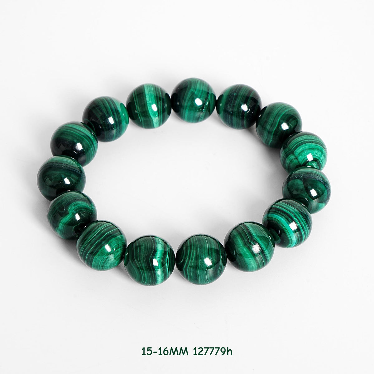 13-16mm Green Malachite Bracelet AAA Natural Gemstone Round Beads for Men & Women — Protection & Transformation Crystal Jewelry Gift