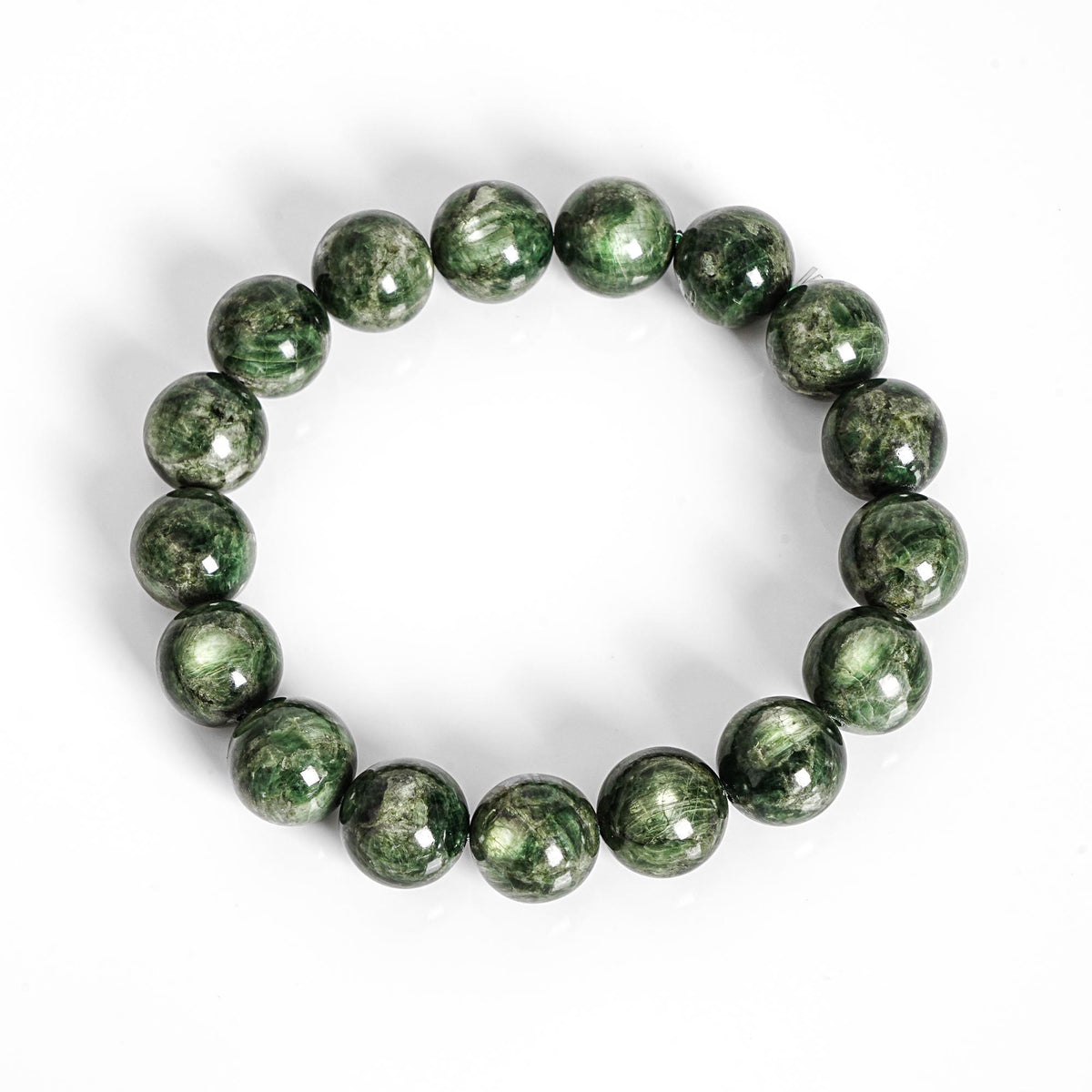 13mm Genuine Green Chrome Diopside Bracelet AAA Natural Gemstone Beads for Men & Women — Healing Heart Chakra Crystal Jewelry Gift