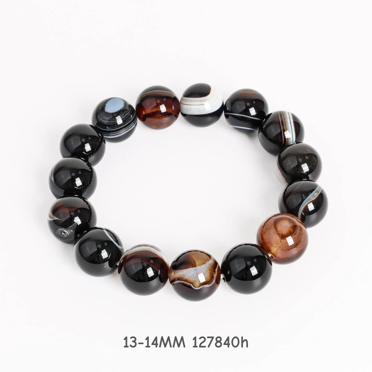 13-16mm Striped Agate Bracelet AAA Natural Banded Gemstone Beads for Men & Women — Balance & Harmony Healing Crystal Jewelry Gift