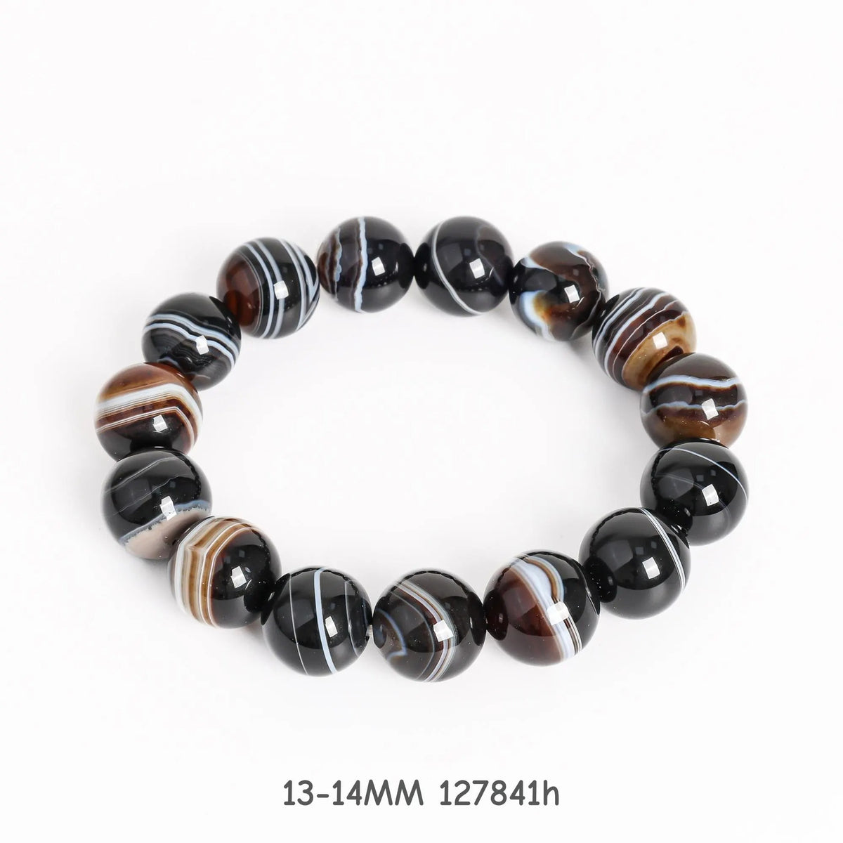 13-16mm Striped Agate Bracelet AAA Natural Banded Gemstone Beads for Men & Women — Balance & Harmony Healing Crystal Jewelry Gift