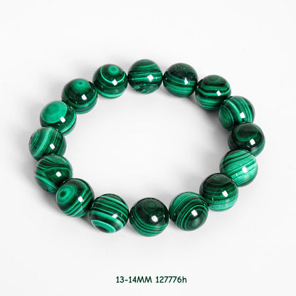 13-16mm Green Malachite Bracelet AAA Natural Gemstone Round Beads for Men & Women — Protection & Transformation Crystal Jewelry Gift