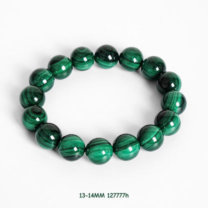 13-16mm Green Malachite Bracelet AAA Natural Gemstone Round Beads for Men & Women — Protection & Transformation Crystal Jewelry Gift