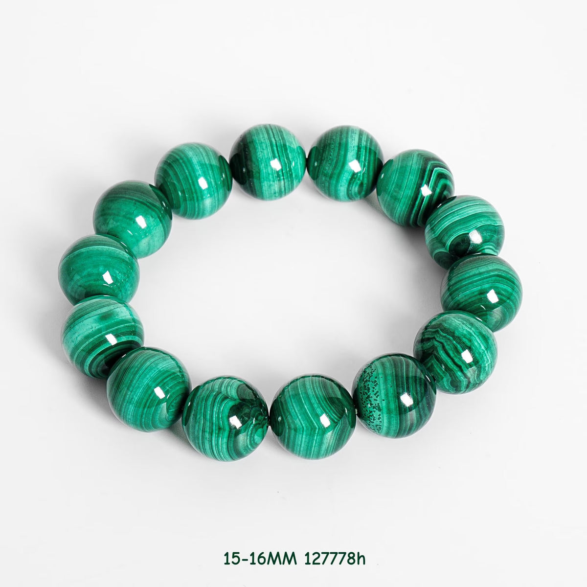 13-16mm Green Malachite Bracelet AAA Natural Gemstone Round Beads for Men & Women — Protection & Transformation Crystal Jewelry Gift