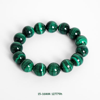 13-16mm Green Malachite Bracelet AAA Natural Gemstone Round Beads for Men & Women — Protection & Transformation Crystal Jewelry Gift