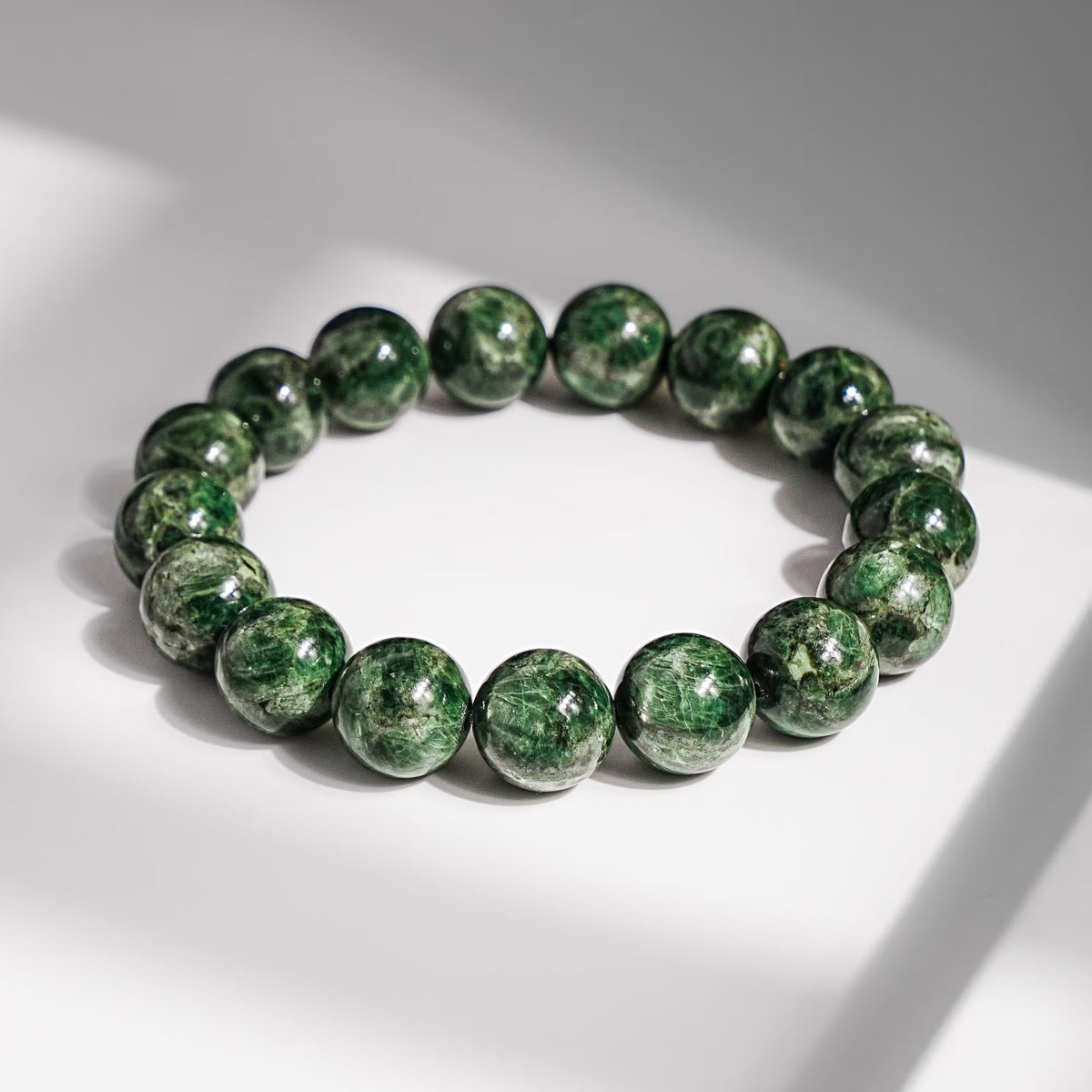13mm Genuine Green Chrome Diopside Bracelet AAA Natural Gemstone Beads for Men & Women — Healing Heart Chakra Crystal Jewelry Gift