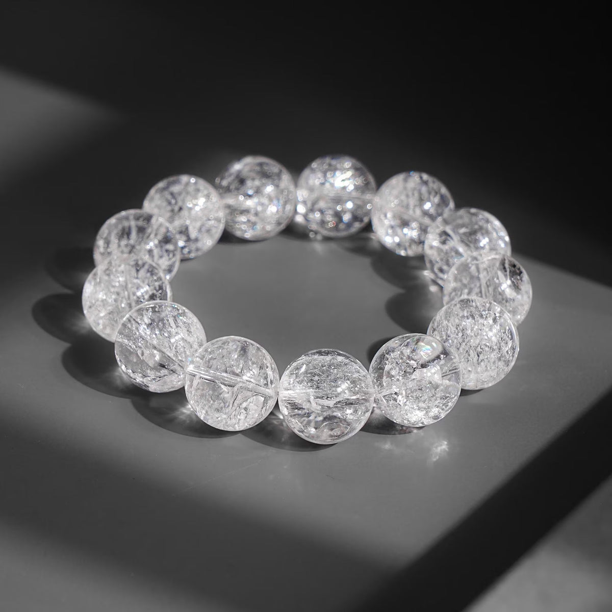15-18mm White Rainbow Crystal Quartz Bracelet AAA Natural Gemstone Beads for Men & Women — Chunky Clear Quartz Healing Jewelry Gift