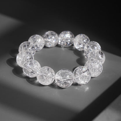 15-18mm White Rainbow Crystal Quartz Bracelet AAA Natural Gemstone Beads for Men & Women — Chunky Clear Quartz Healing Jewelry Gift